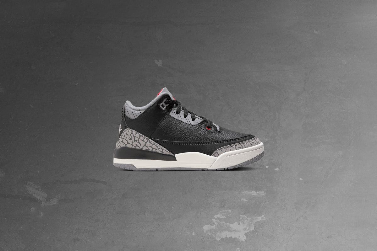 Air Jordan 3 Retro (PS) 'Black Cement' - Black/Fire Red/Cement Grey/Summit White