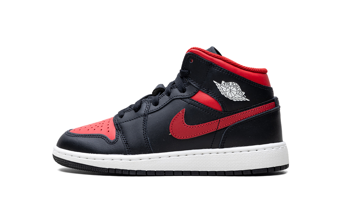 Jordan 1 Mid GS "Black Summit White Varsity Red" DQ8423 067