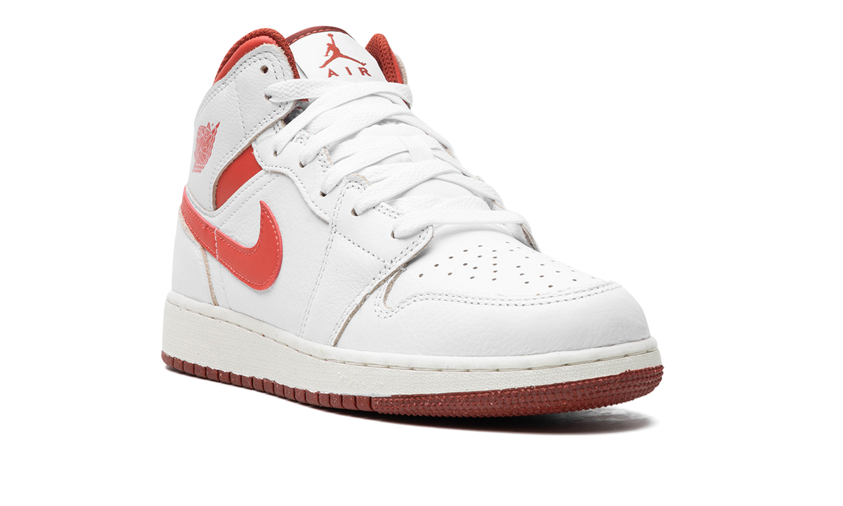 AIR JORDAN 1 MID SE GS "WHITE DUNE RED" FJ3464 160