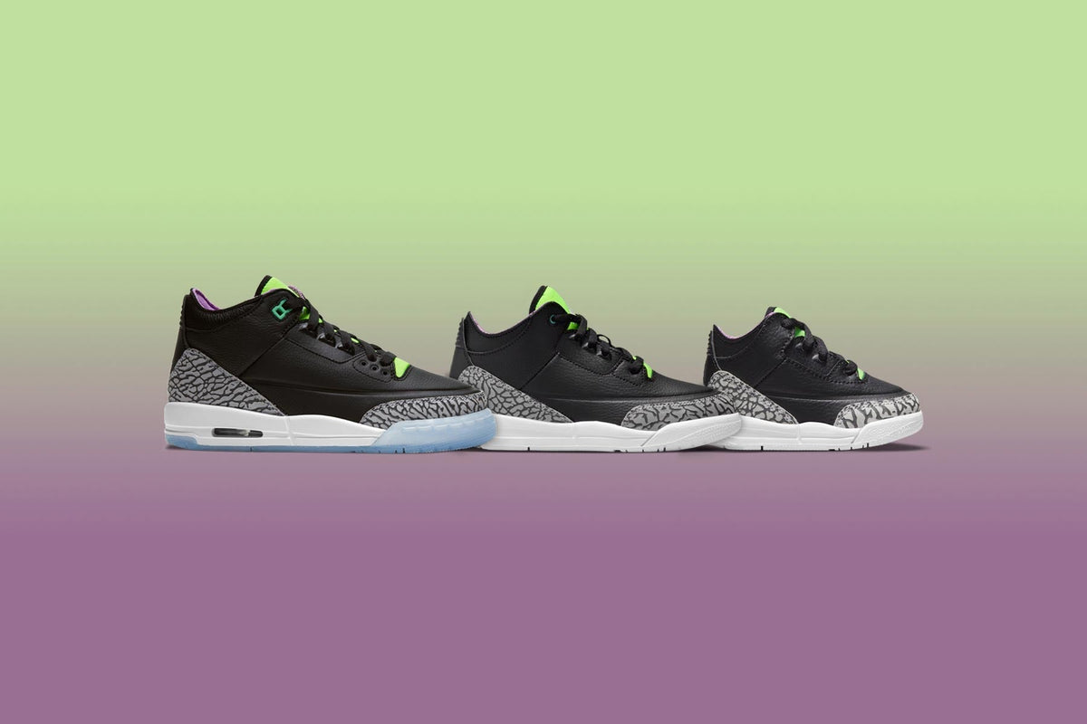 Air Jordan 3 Retro SE (GS) 'Electric Green' - Black/Violet Shock