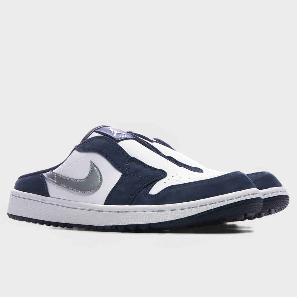 Air Jordan Mule - White/Metallic Silver/Midnight Navy