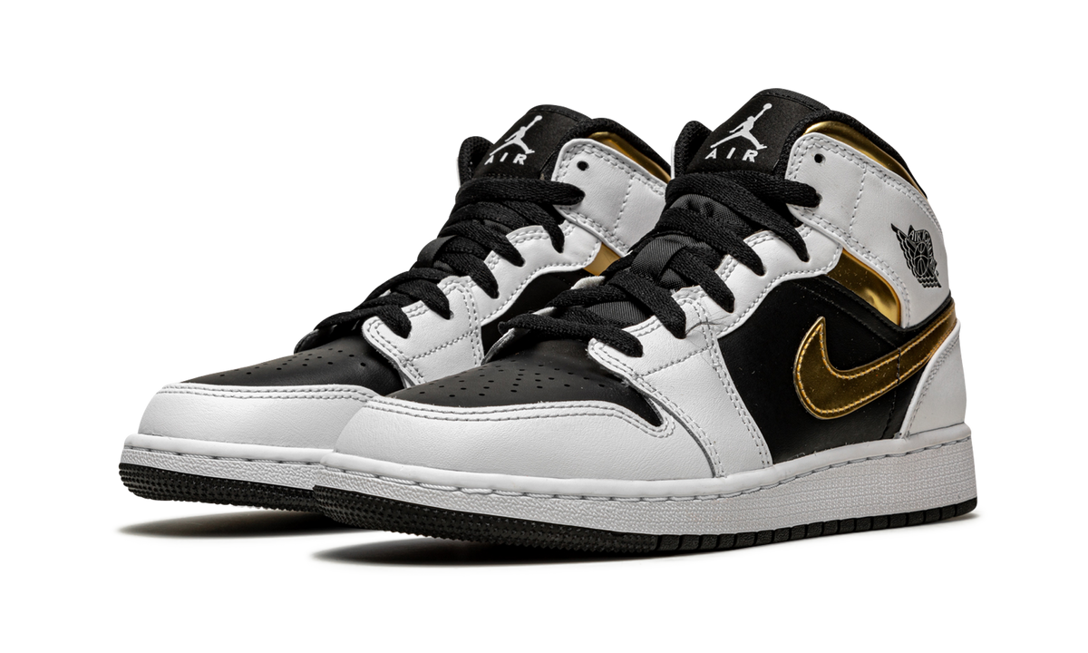 Air Jordan 1 Mid GS "White / Gold / Black" 554725 190