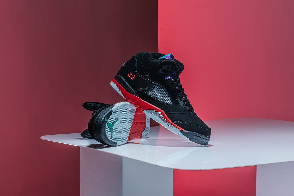 Air Jordan 5 Retro (PS) "Top 3" - Black/New Emerald/Fire Red/Grape Ice