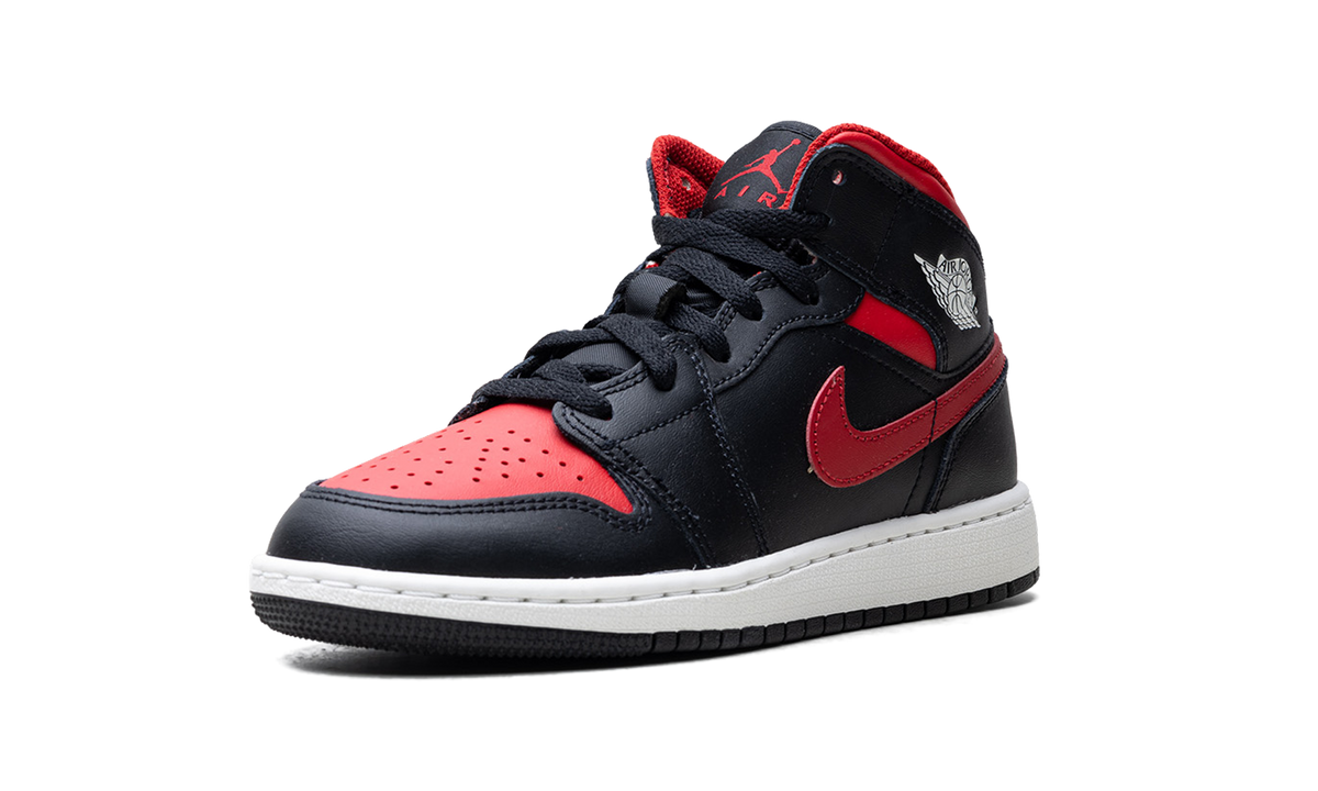 Jordan 1 Mid GS "Black Summit White Varsity Red" DQ8423 067