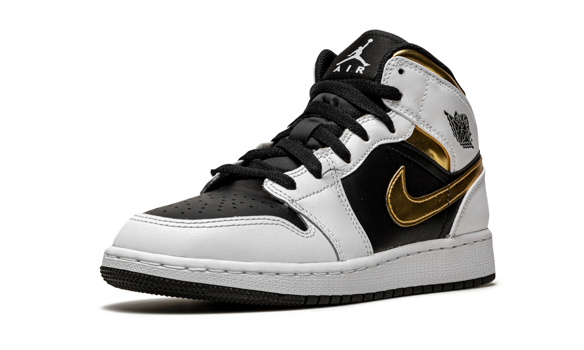 Air Jordan 1 Mid GS "White / Gold / Black" 554725 190